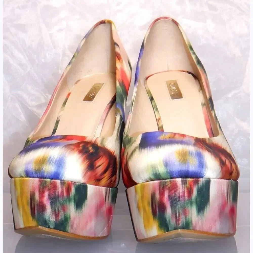 Guess multi-color swirl platform stilleto versatile heels